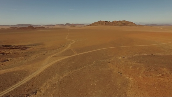 Aerial View Over the Road Desert in Namibia, Africa Landscape