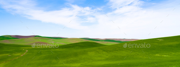 Rolling Green Hills Agricultural Land Partly Cloudy Blue Sky Stock Photo By Christopher Boswell