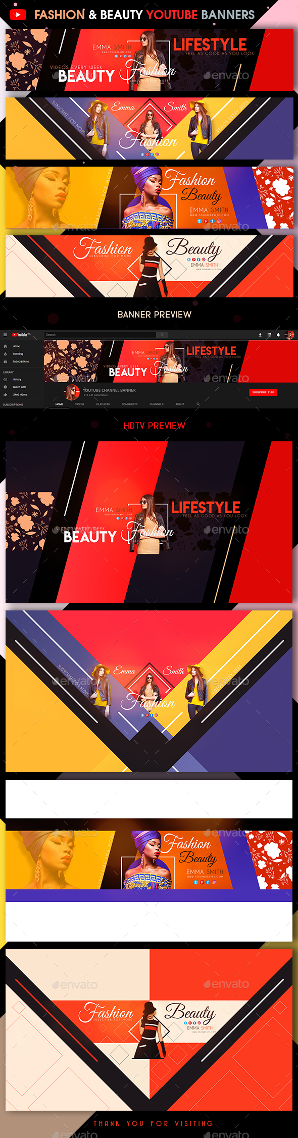 4 Fashion & Beauty YouTube Banners - YouTube Social Media