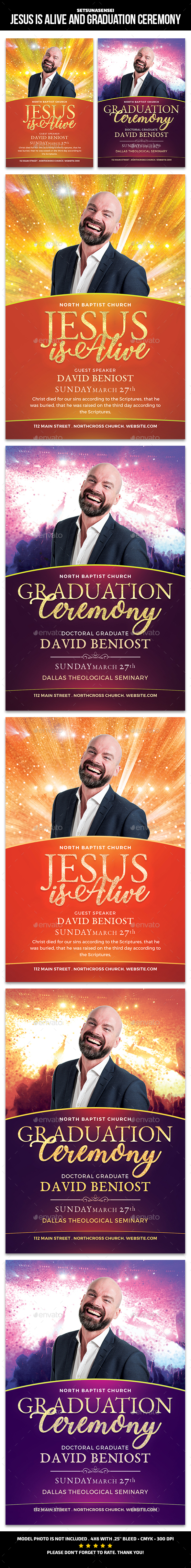 Jesus is Alive and Graduation Ceremony Church Flyer - Church Flyers