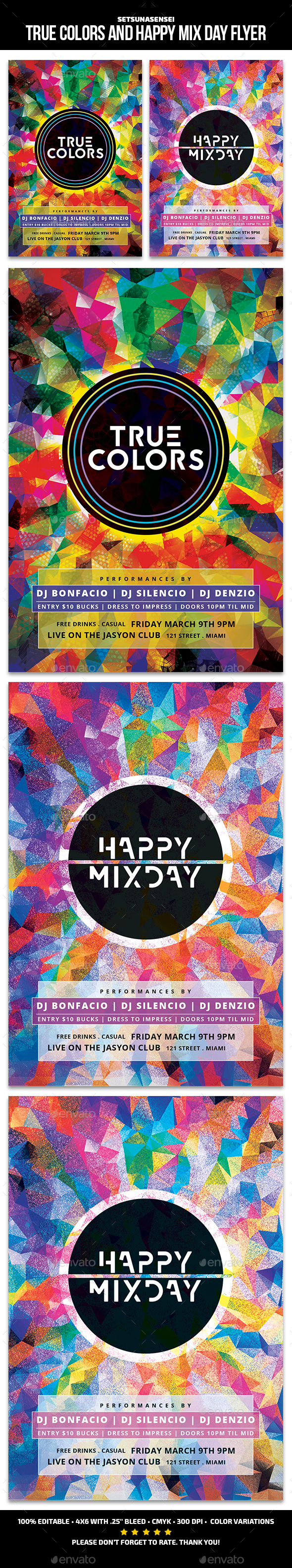 True Colors and Happy Mix Day Flyer - Events Flyers