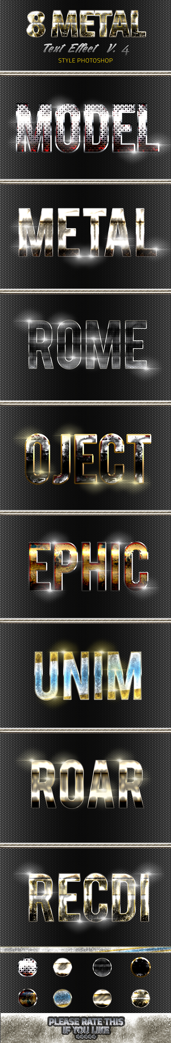 8 Metal Text Effect v4 Styles photoshop
