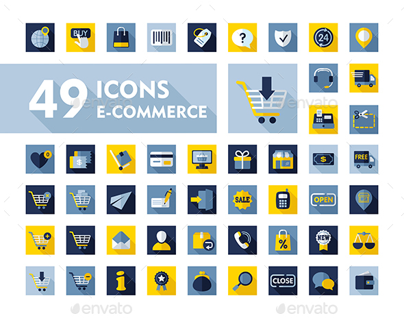E-commerce set vector icons shopping and online - Food Objects