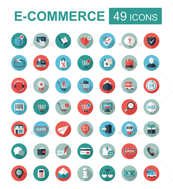 E-commerce set vector icons shopping and online - Food Objects