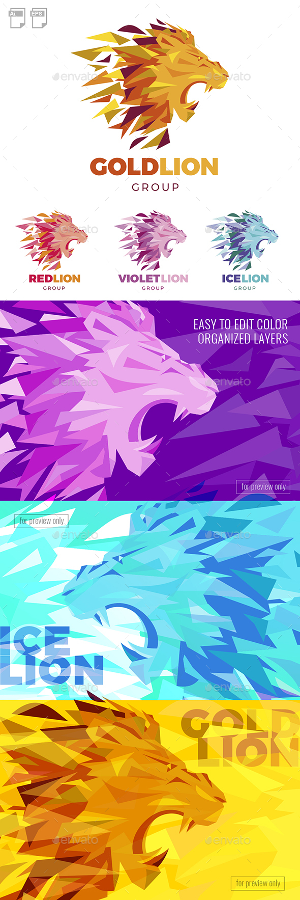 Lion Head Logo Template - Animals Logo Templates