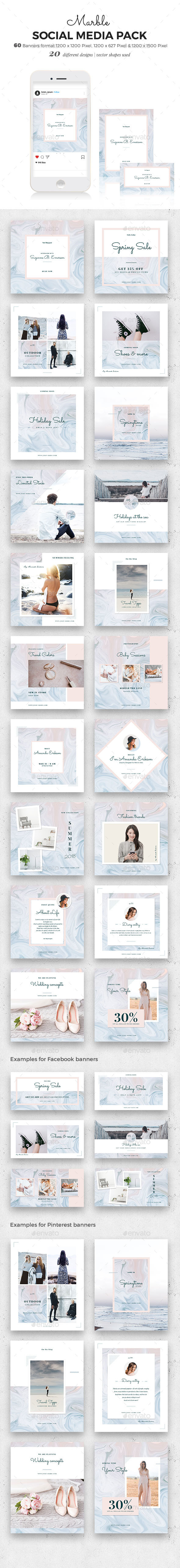 Marble Social Media Pack - Social Media Web Elements
