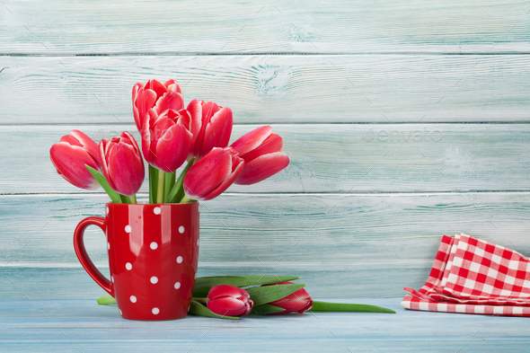 Red tulip flowers bouquet - Stock Photo - Images