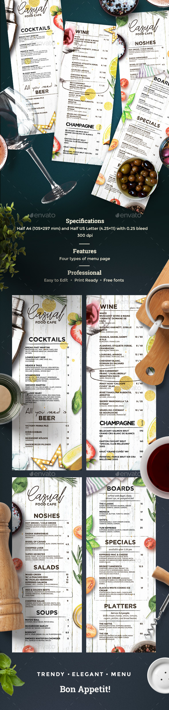 Cafe Menu - Food Menus Print Templates