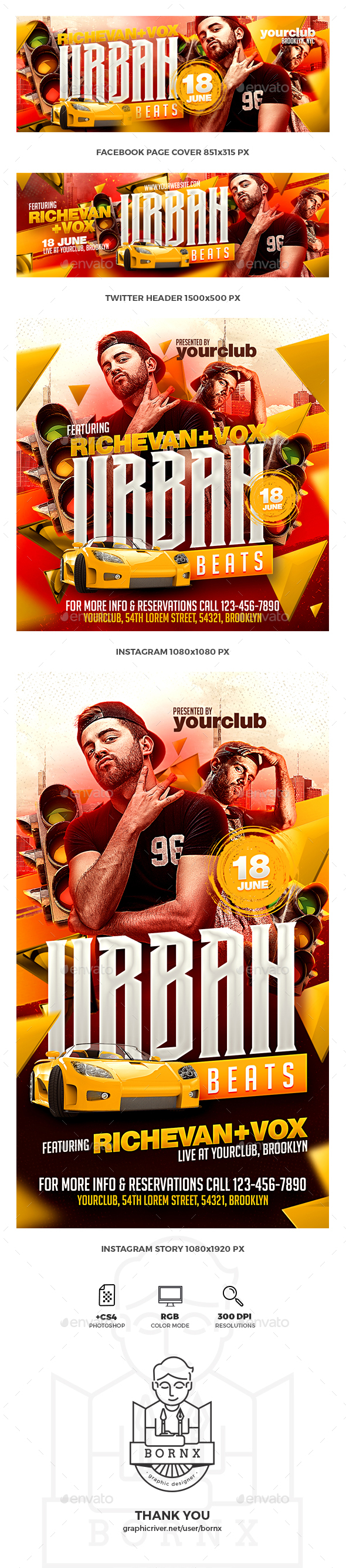 Rapper Social Media Templates - Social Media Web Elements