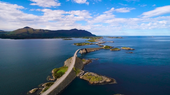 Atlantic Ocean Road Aerial Footage Norway alt