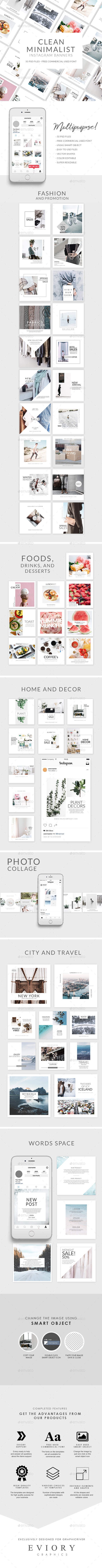 Clean Minimalist Instagram Banner - Banners & Ads Web Elements