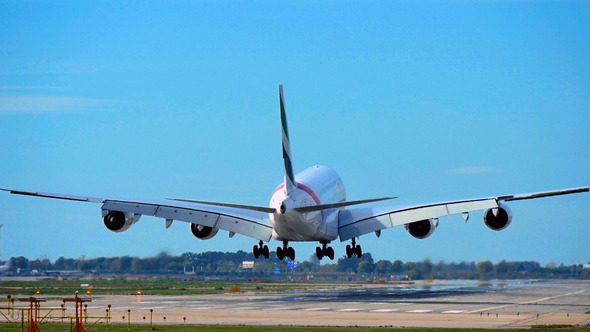 Commercial Airbus A380 Jumbo Jet Plane Landing
