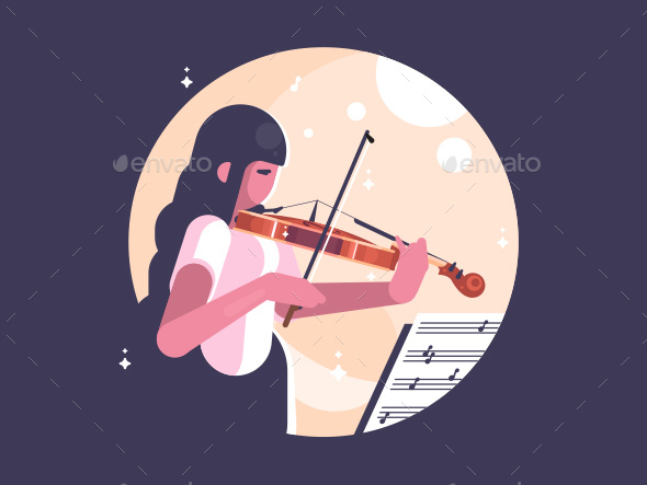 Girl Playing Violin - People Characters