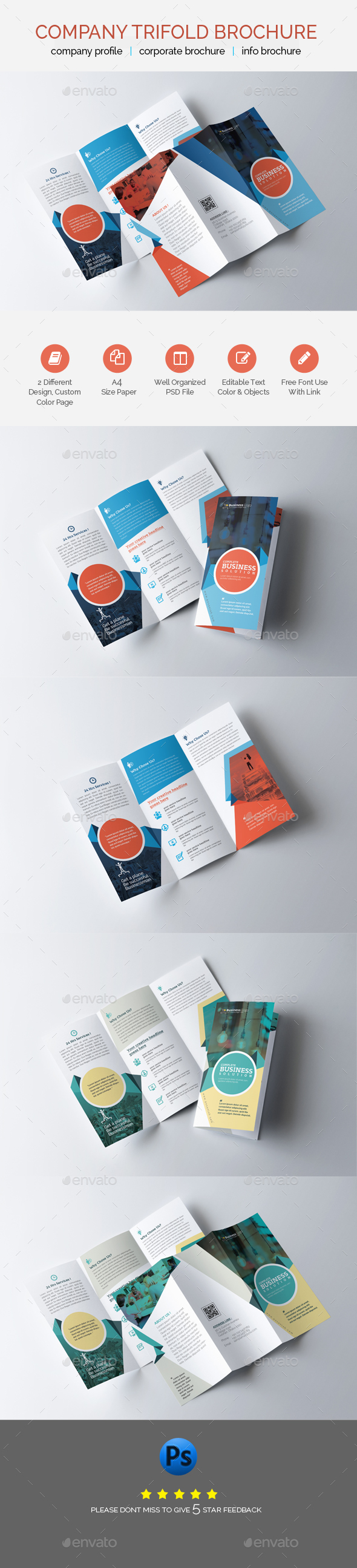 Professional Business Trifold Brochure Template - Brochures Print Templates