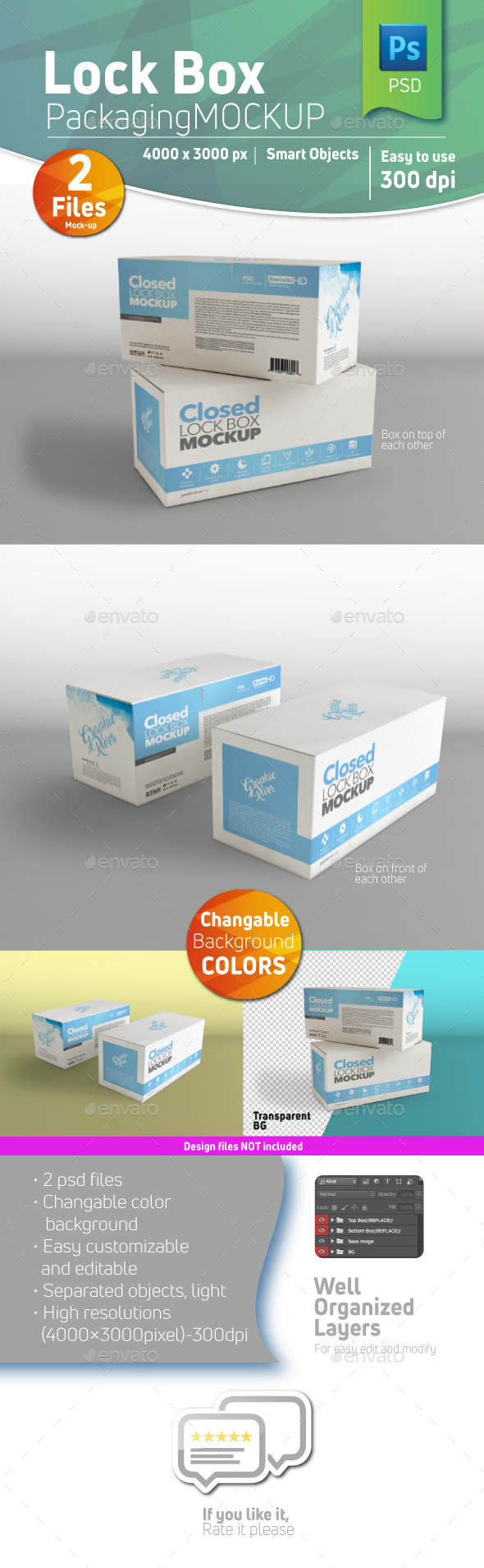 Cardboard Closed Lock Box Mockup - Product Mock-Ups Graphics