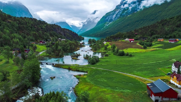 Lovatnet Lake Beautiful Nature Norway, Stock Footage | VideoHive