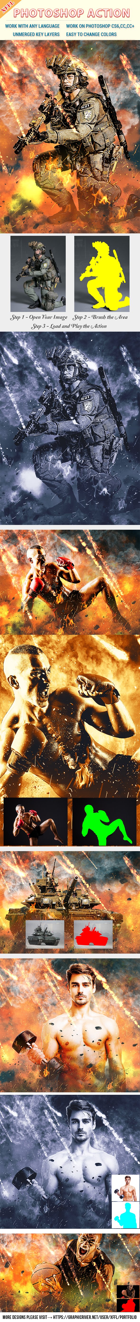 War Shellfire Effect Photoshop Action - Photo Effects Actions