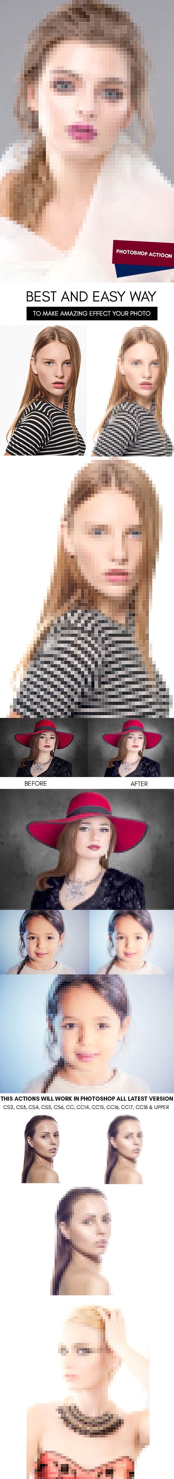 Pixel Art :: Photoshop Action - Photoshop Add-ons