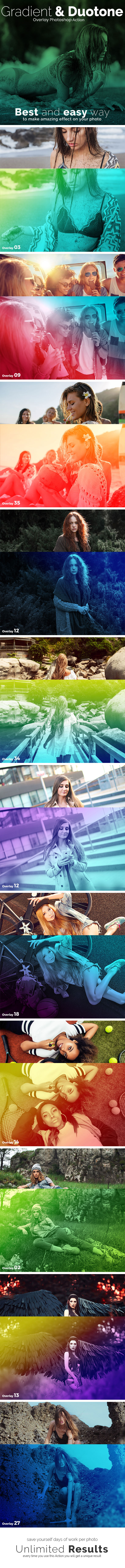 Gradient & Duotone Overlay Photoshop Action - Photo Effects Actions
