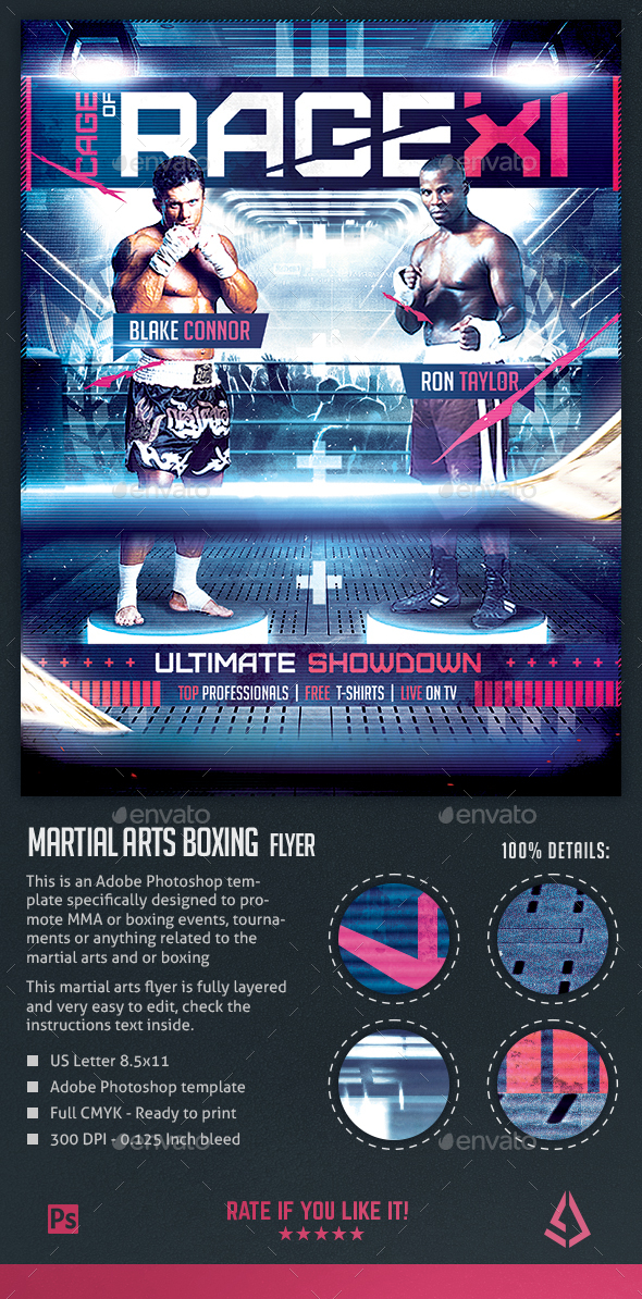 MMA Boxing Flyer Martial Arts Combat Poster - Sports Events