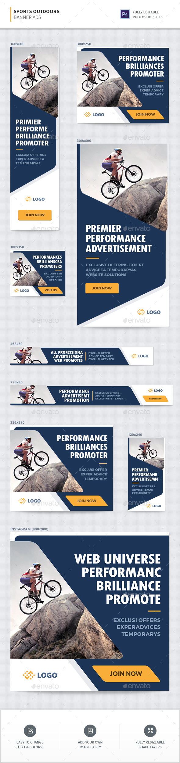 Sports Outdoors Banners - Banners & Ads Web Elements