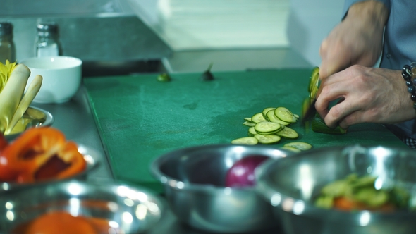 Chef Cooking Food Cutting Prepare Hands Knife Preparing Vegetables