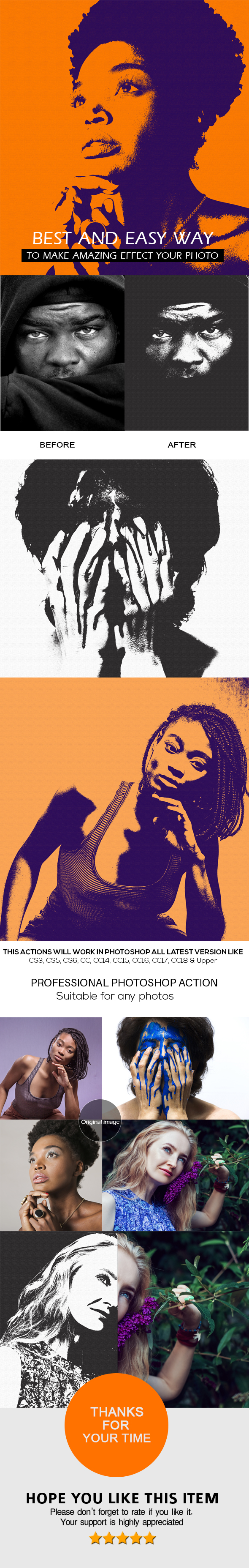 Duotone PoP Art Action - Phtotoshop Action - Photo Effects Actions