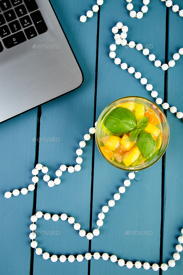 Modern women workplace with notebook or laptop. - Stock Photo - Images