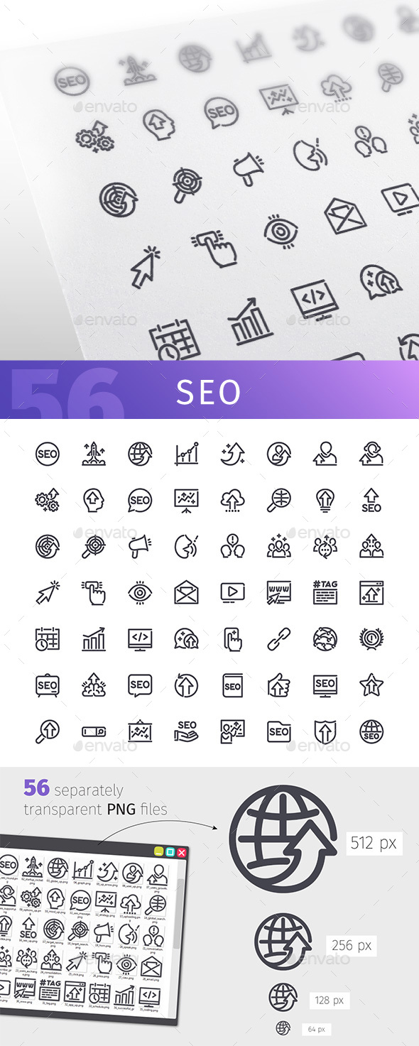 SEO Line Icons Set - Business Icons