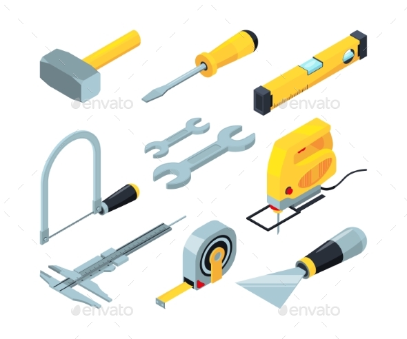 Electronic Tools for Construction Isometric - Man-made Objects Objects