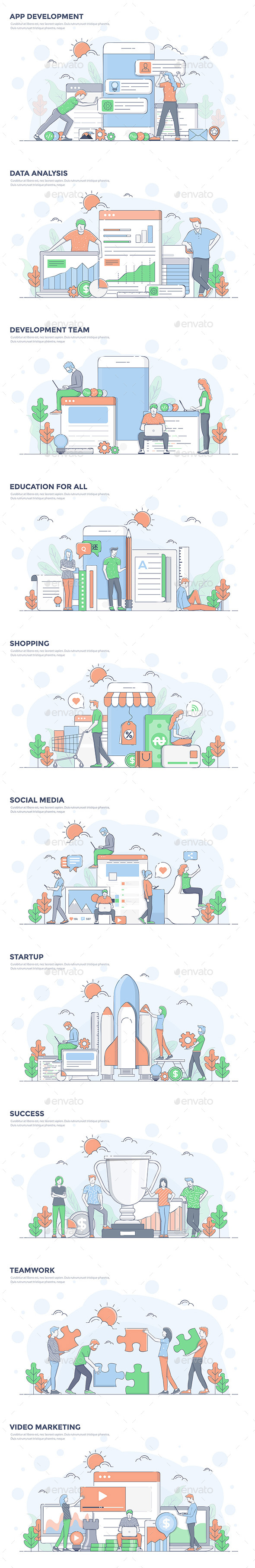 Modern Flat Line Design People and Business Concepts - Concepts Business