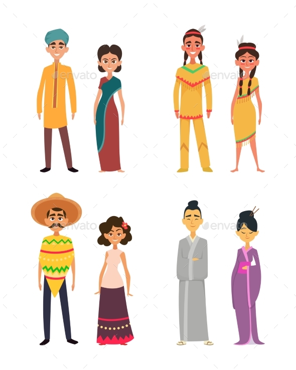 International Group of Peoples Male and Female - People Characters