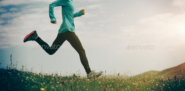 Running In Grass And Flowers Stock Photo By Lzf Photodune