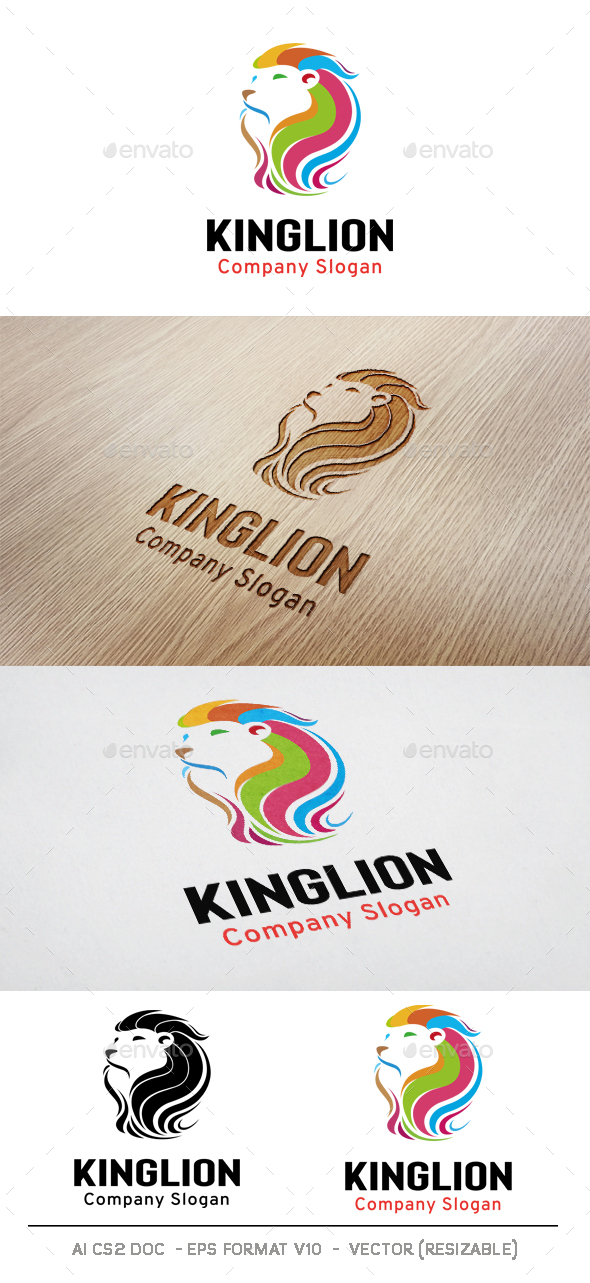 Colorful Lion Head Logo - Animals Logo Templates