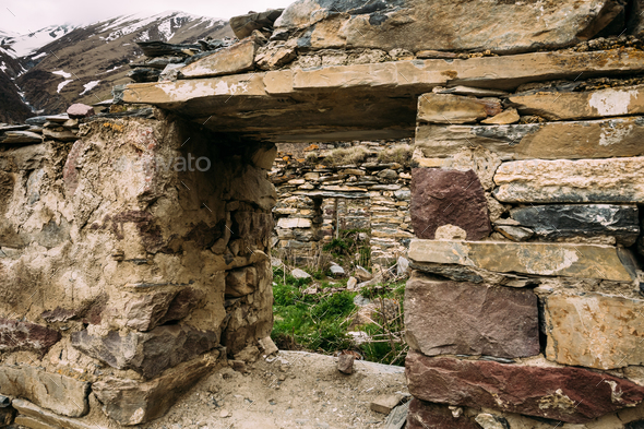Window Of Old Dilapidated Ruined House In Ketrisi Village In Tru - Stock Photo - Images