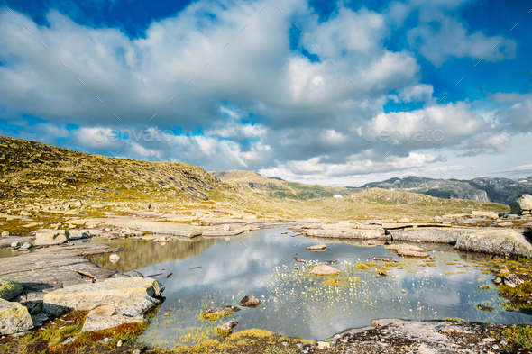 Mountains Landscape With Blue Sky In Norway. Travel In Scandinav - Stock Photo - Images