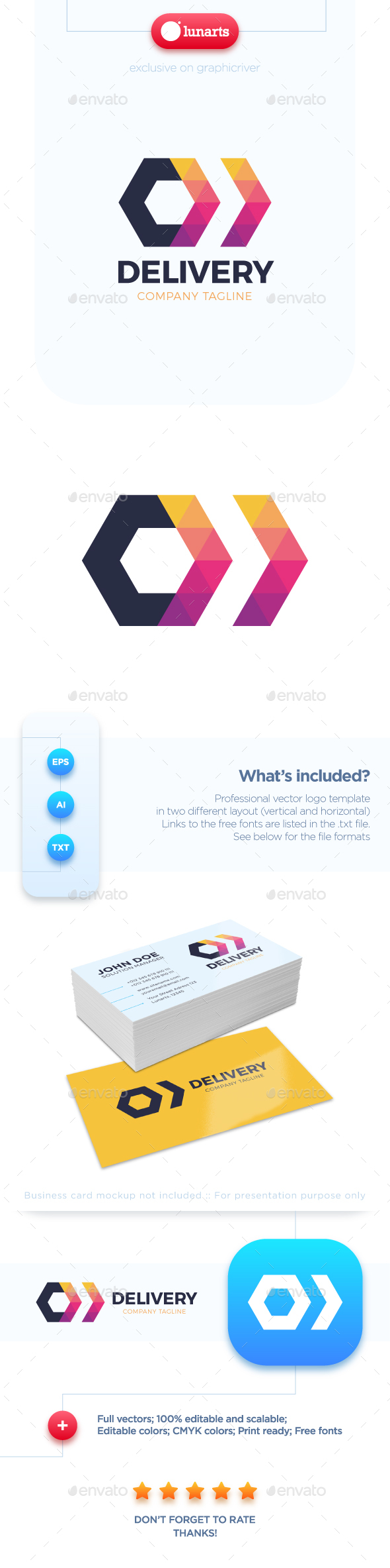 Two Triangle Arrow Delivery Logo - Abstract Logo Templates