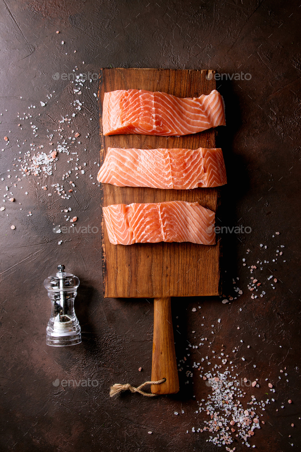 Raw salmon fillet - Stock Photo - Images