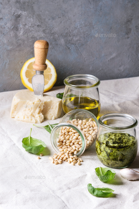 Basil pesto sauce - Stock Photo - Images