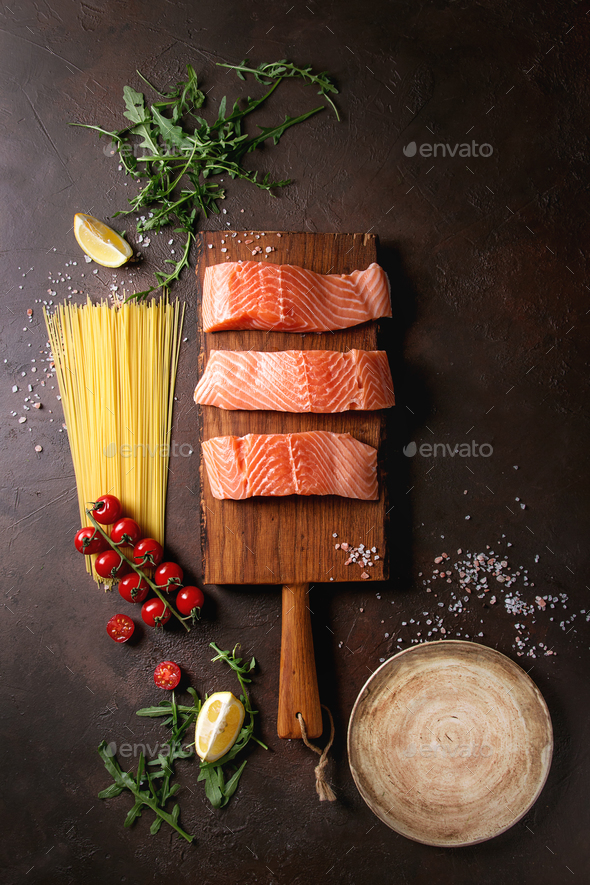 Raw salmon fillet - Stock Photo - Images