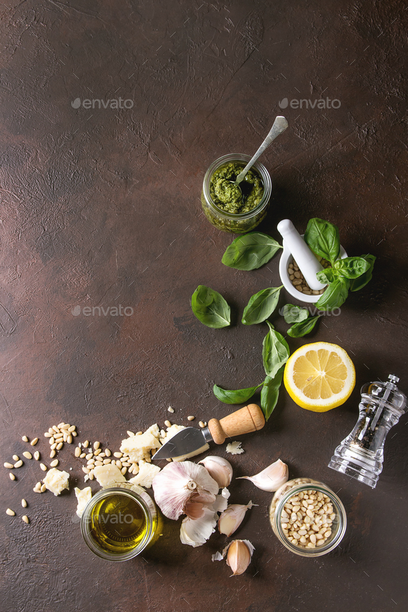 Basil pesto sauce - Stock Photo - Images