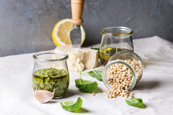 Basil pesto sauce - Stock Photo - Images