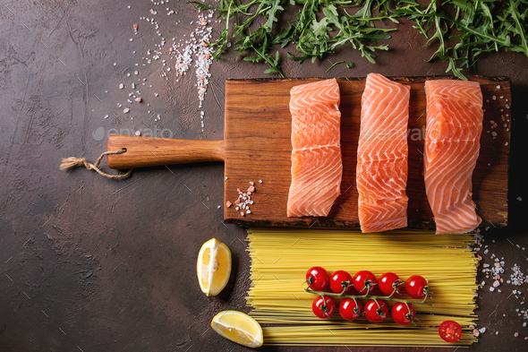 Raw salmon fillet - Stock Photo - Images