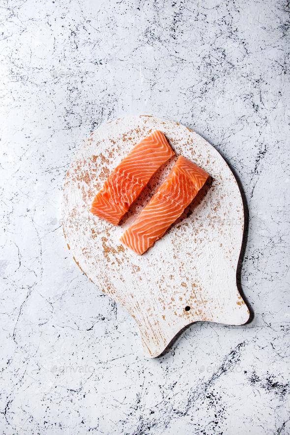 Raw salmon fillet - Stock Photo - Images
