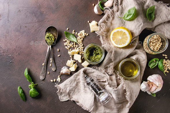 Basil pesto sauce - Stock Photo - Images
