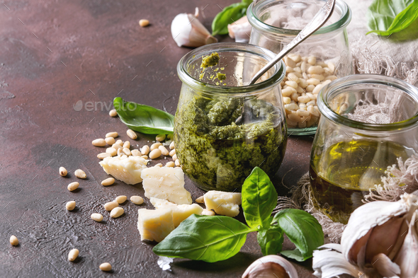 Basil pesto sauce - Stock Photo - Images