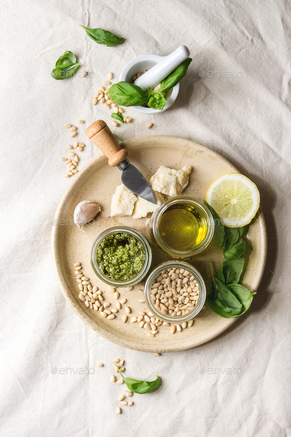 Basil pesto sauce - Stock Photo - Images