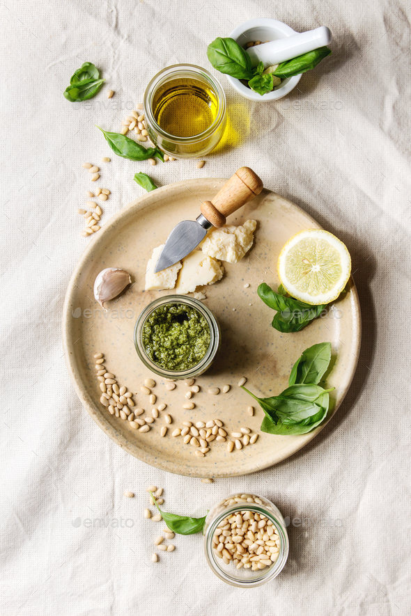 Basil pesto sauce - Stock Photo - Images