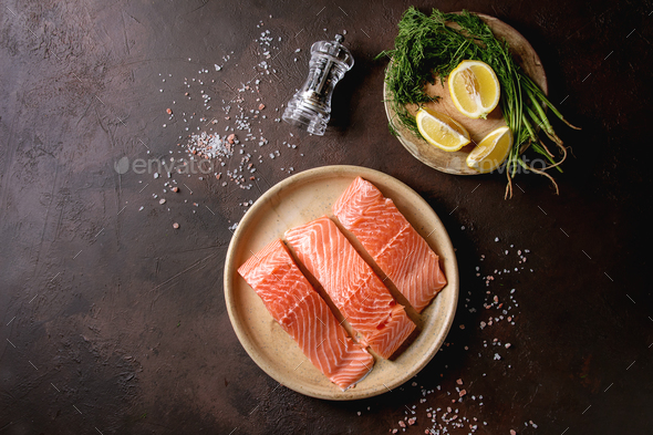 Raw salmon fillet - Stock Photo - Images