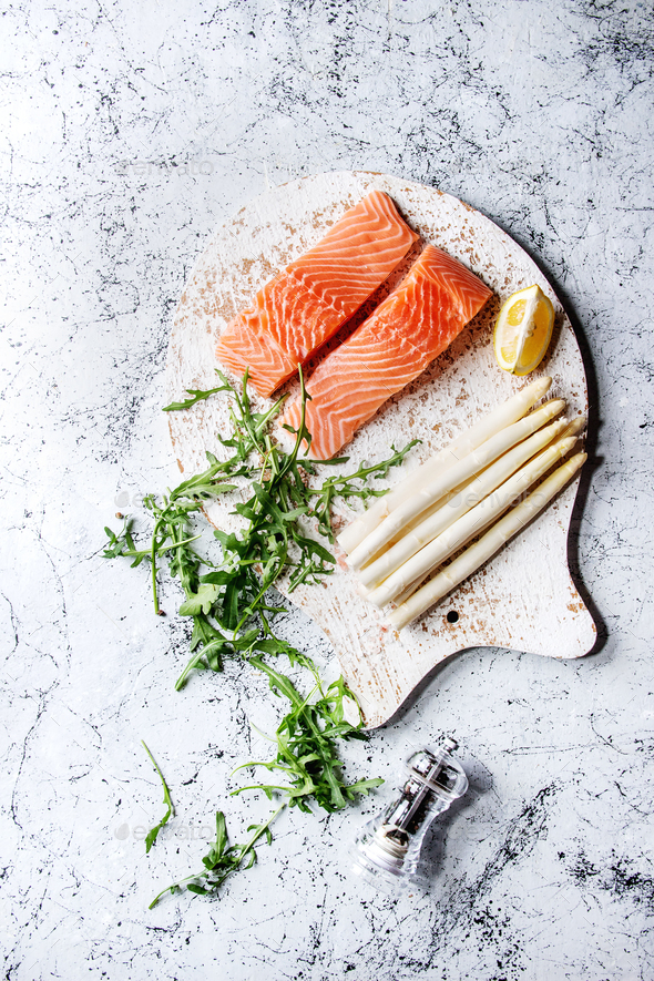 Raw salmon fillet - Stock Photo - Images